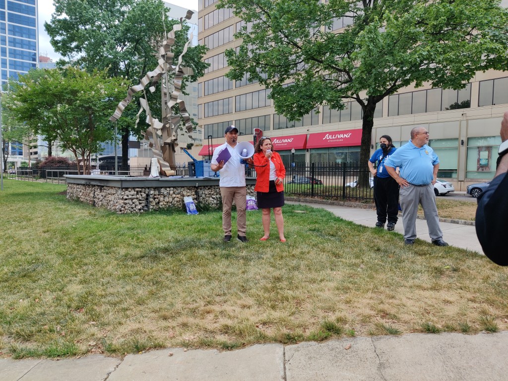 District 14 council member Odette Ramos speaking at the rally