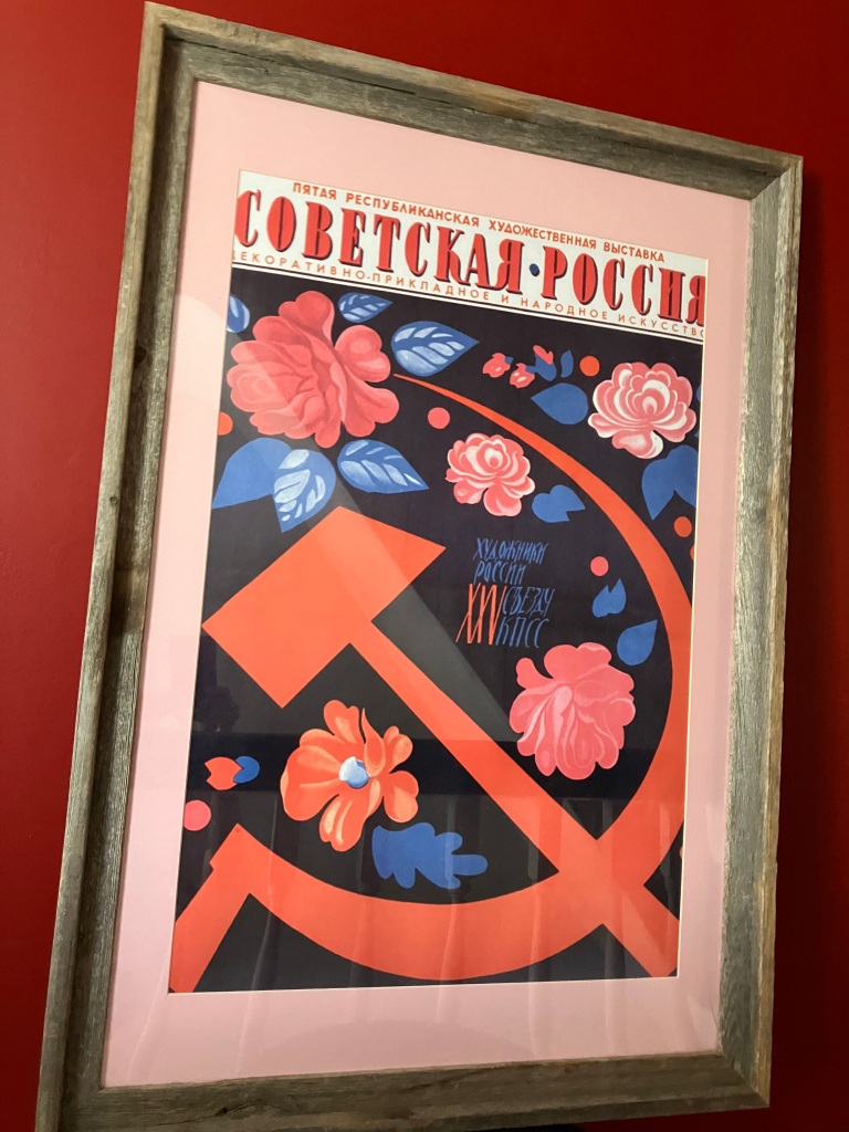 1.	“25th Annual Soviet Union Folk Art Exhibit” print, frame 27”x39 ½”.  Good condition. Starting bid $60 Increase by $5.