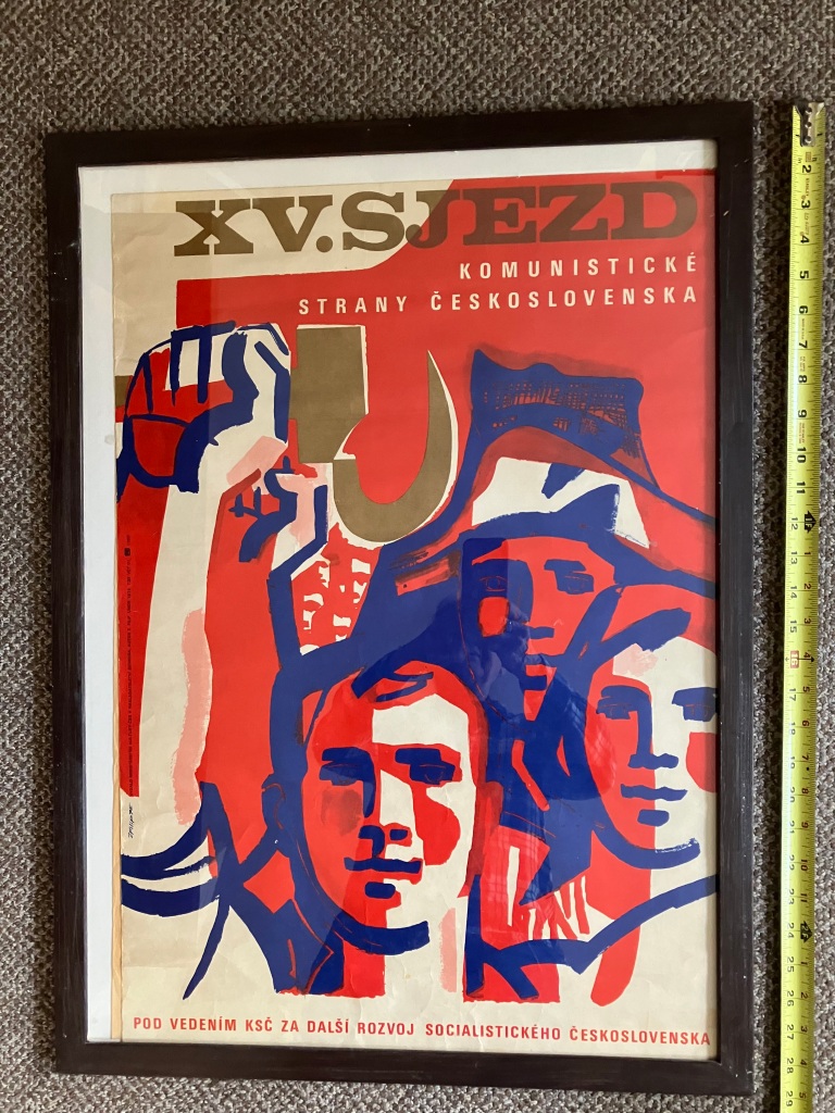 29.	Czechoslovakian Poster, framed 21”x29”.  Good condition.  Starting bid $50 Increase by $5.